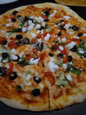 Greek pizza at Neon Tiger in Charleston