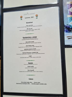 Menu at Plant & Planet in Castleton