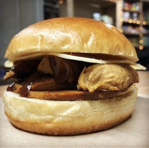 Breakfast brioche roll at Plant & Planet in Castleton