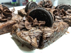 Home made brownie  at Plant & Planet in Castleton