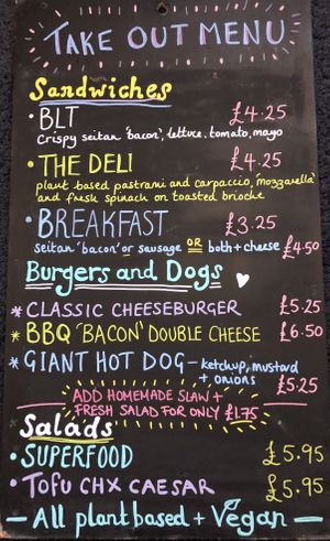 Temporary menu at Plant & Planet in Castleton