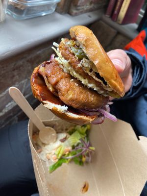 Double cheese burger at Plant & Planet in Castleton