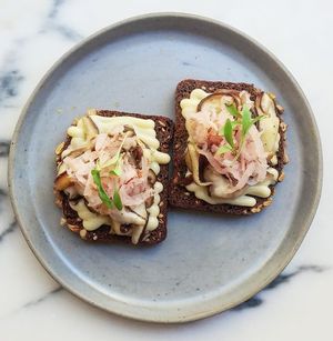 centeio mushroom black radish  at Senhor Uva in Lisbon