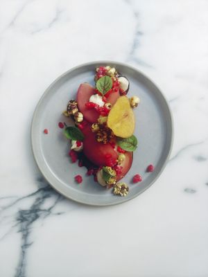 pear, hazelnut raspberry at Senhor Uva in Lisbon