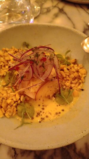 Ceviche de fruit de Jacquier et nectarines at Senhor Uva in Lisbon