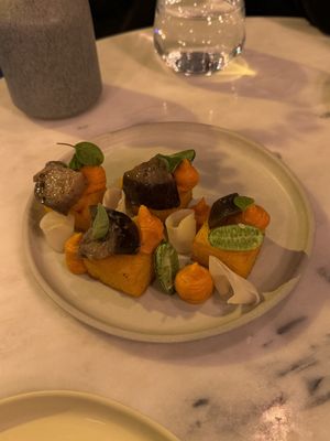 Polenta, cherry tomato, chayote, purslane #Veganuary at Senhor Uva in Lisbon