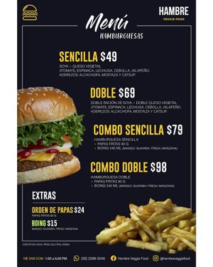 Nuestro menú :) at Hambre Veggie Food in Mexico City