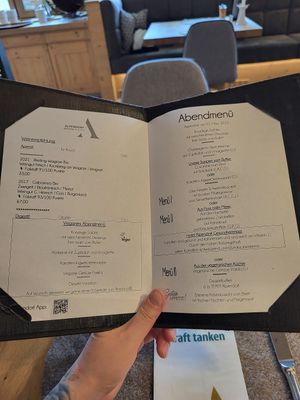 Speisekarte (variiert täglich) at Alpendorf Aktivhotel in St Johann Im Pongau