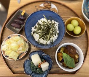 Festive Taiwanese Style Scallop Set
Tsukemono, Seasonal Fruit, Grilled Eggplant and Scallop*, Popcorn Mushroom, Pearl Rice  at The Park by Years in Kowloon