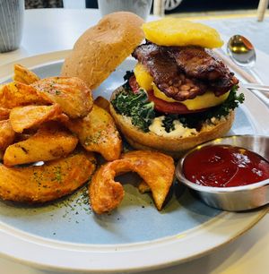 Tempeh burger  at The Park by Years in Kowloon