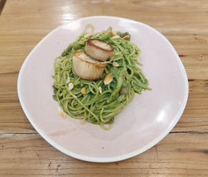 Creamy Spinach Scallop Spaghetti 菠菜忌廉汁素帶子意大利粉 at The Park by Years in Kowloon