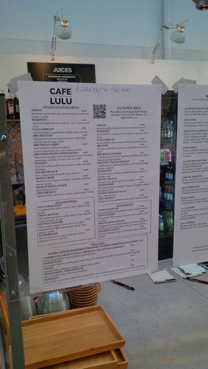 Menu at Café Lulu - Kanal in Brussels