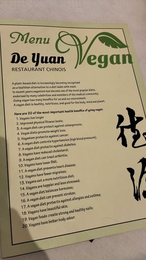 Vegan menu  at De Yuan in Liege