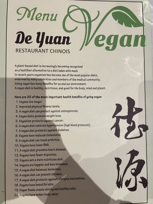 The 20 reasons to be vegan (kinda funny 😄)  at De Yuan in Liege