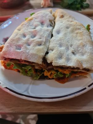 Delicious lobio sandwich at Freeduchio in Batumi