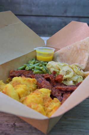 Vegan Roti with Tempeh, delicious! at New-West Comfort Food in Amsterdam