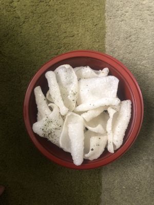 ‘Prawn’ crackers salted with seaweed flakes at Geisha House in Birmingham
