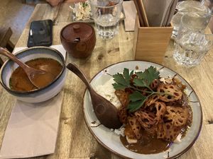 Curry vegan & soupe miso   at Neko Ramen in Paris