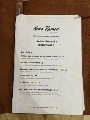 Menu  at Neko Ramen in Paris