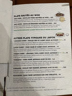 Menu  at Neko Ramen in Paris