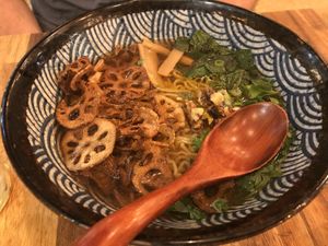 Great vegan Shoyu Ramen at Neko Ramen in Paris