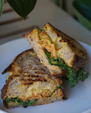 Kimchi sourdough sandwich at Commune Cafe in Tallinn