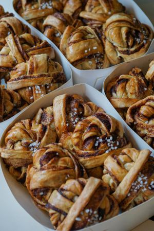 Freshly baked buns at Commune Cafe in Tallinn
