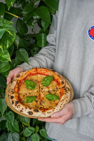 4 cheese pizza with all house made cheese selection at Commune Cafe in Tallinn