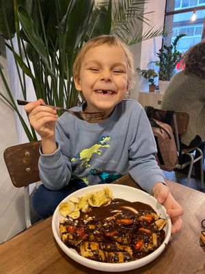 Kids fav chocolate waffles at Commune Cafe in Tallinn