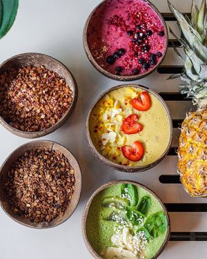 Smoothie bowls with home made granola at Commune Cafe in Tallinn