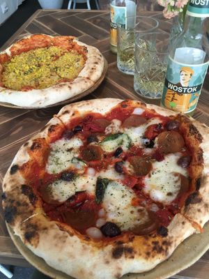 The 4 cheese pizza and Diavolo.  at Commune Cafe in Tallinn