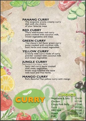 Vegan menu p2 at Taste Of Asia in Nowra