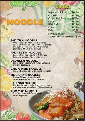 Vegan menu p3 at Taste Of Asia in Nowra