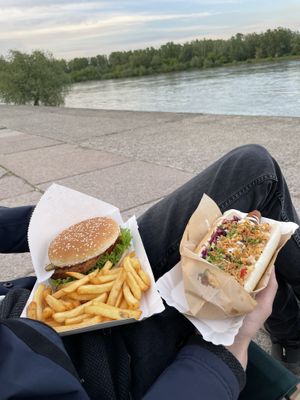 Schnitzel Burger and Hotdog at Lokal Vegan Fala in Warsaw