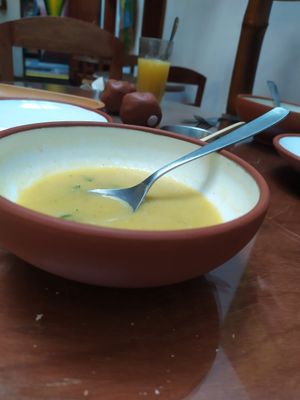 Soup (almost done) at Namas Te in La Paz