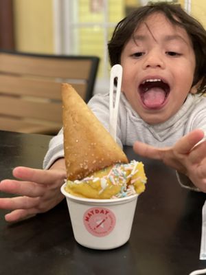 Florida winter with sprinkles and pretzel cone   at Mayday Ice Cream in St Augustine