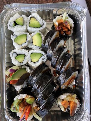 Avocado, sweet potato, and veggie sushi rolls  at freshroll in Mashpee