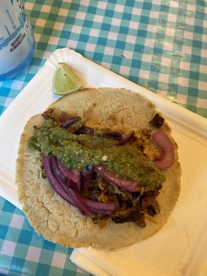 Taco with pineapple and pickled red onions  at Taco Love in Berlin