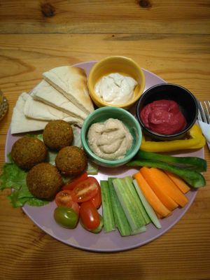 Falafel platter at iVegan Supershop Westlake Hanoi - Healthy Plant Based Cafe in Hanoi