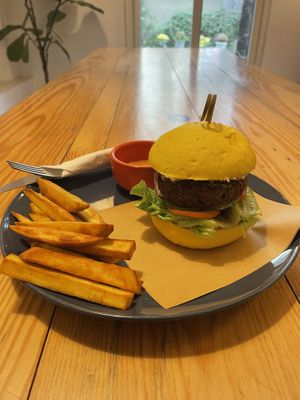 And this one is Falafel Burger  at iVegan Supershop Westlake Hanoi - Healthy Plant Based Cafe in Hanoi