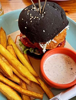 Vegan katsu burger at iVegan Supershop Westlake Hanoi - Healthy Plant Based Cafe in Hanoi