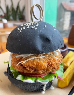 vegan katsu burger at iVegan Supershop Westlake Hanoi - Healthy Plant Based Cafe in Hanoi