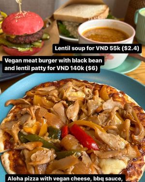 Aloha pizza (140k)
Vegan Meat Burger (140k) at iVegan Supershop Westlake Hanoi - Healthy Plant Based Cafe in Hanoi