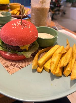 vegan meat burger at iVegan Supershop Westlake Hanoi - Healthy Plant Based Cafe in Hanoi