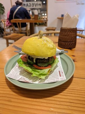 Falafel burger (140k VND) at iVegan Supershop Westlake Hanoi - Healthy Plant Based Cafe in Hanoi