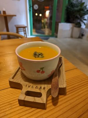 Pumpkin soup (50k VND) at iVegan Supershop Westlake Hanoi - Healthy Plant Based Cafe in Hanoi