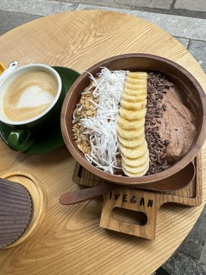 Wake up bowl and cappuccino   at iVegan Supershop Westlake Hanoi - Healthy Plant Based Cafe in Hanoi