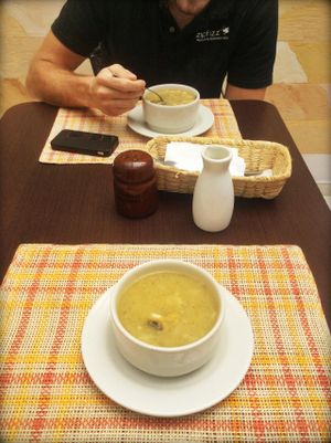 Soup starter at La Esquina Vegetariana in Bogota