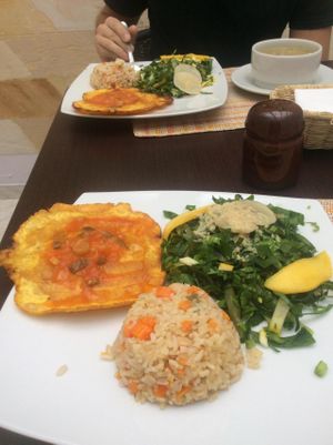 Main course at La Esquina Vegetariana in Bogota