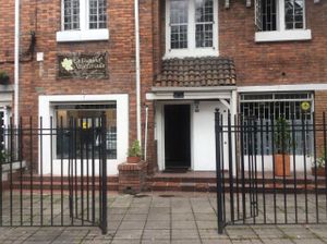 Outside at La Esquina Vegetariana in Bogota